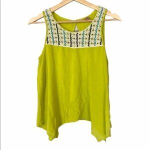 Eyeshadow Embroidered Yellow Tank Top S